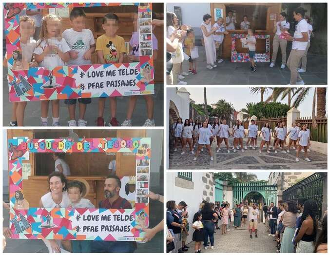 Familias posan después de realizar la ruta interpretada/TA.